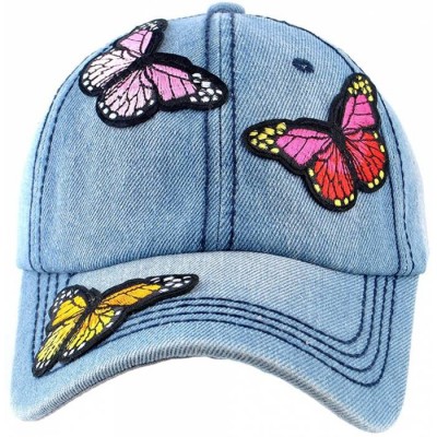 custom butterfly rhinestone logo denim hat wholesale 6 panel distressed rhinestone baseball caps